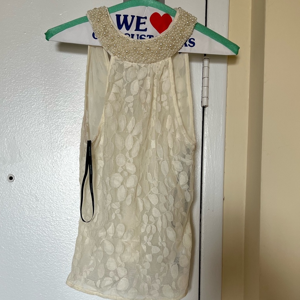 Beaded neck sleeveless top